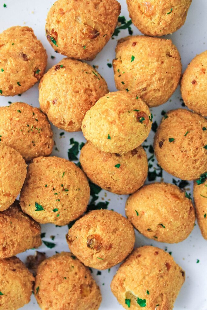 hush puppies spread all over the table 