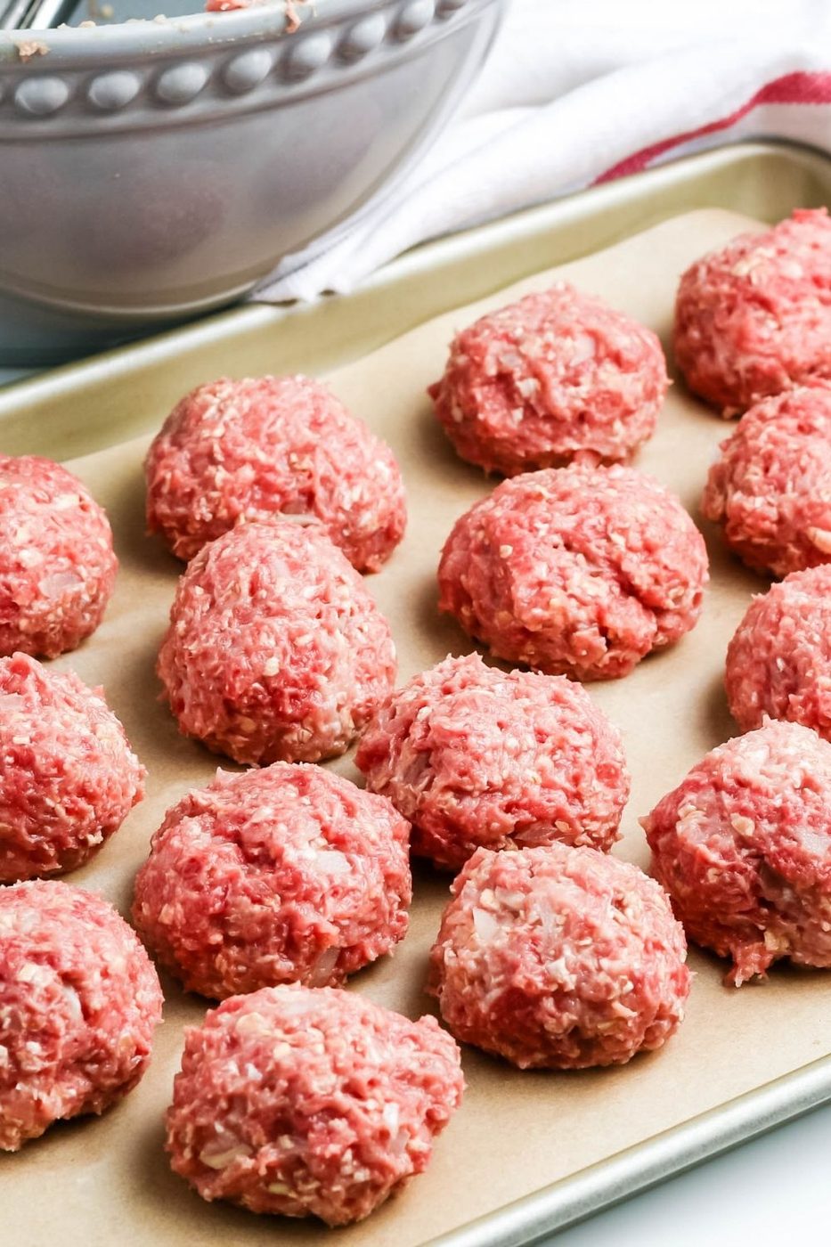 meatballs on a pan raw