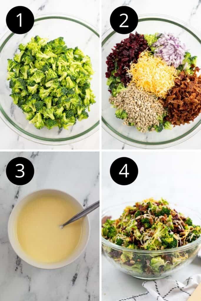 collage on how to make a broccoli salad 