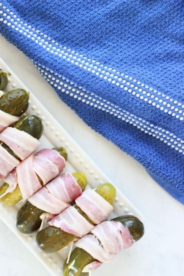 Bacon Wrapped Pickles Stuffed, plus cream cheese, keto approved