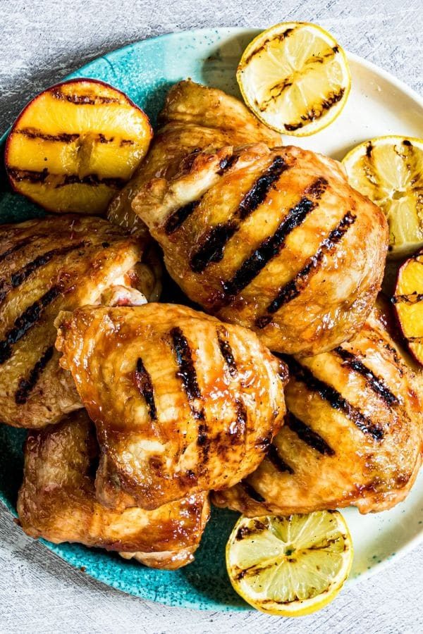 Ninja Foodi Grill Peach BBQ Chicken Thighs