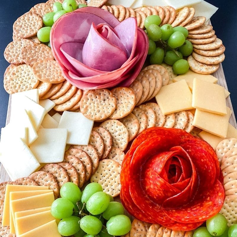 Charcuterie Board, plus meat roses