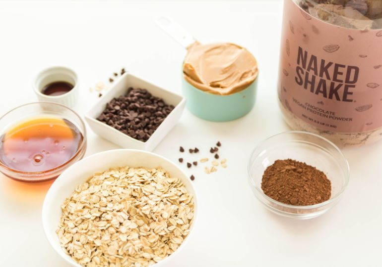 ingredients for protein balls on white counter