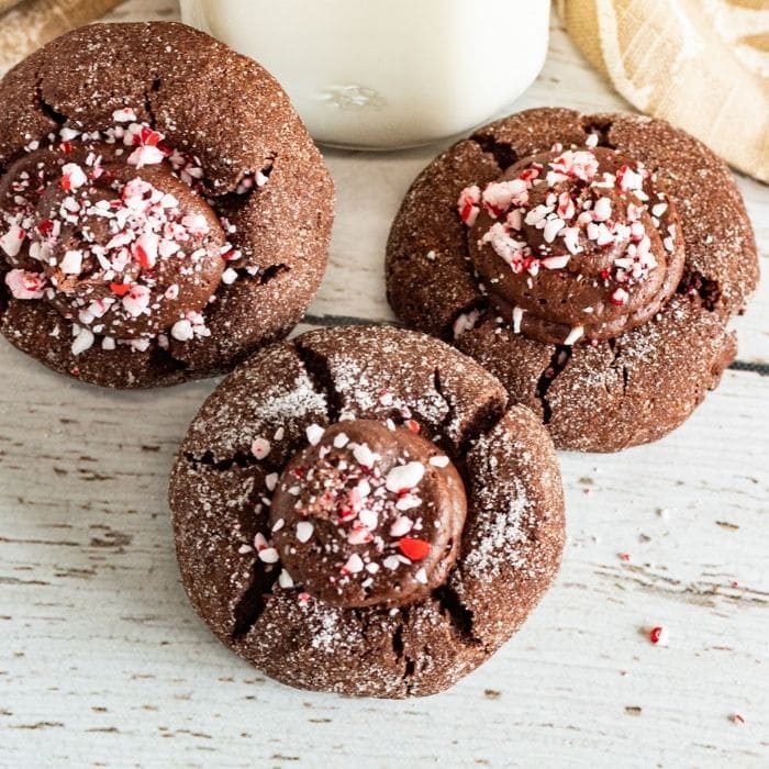 Chocolate Peppermint Thumbprint Cookies