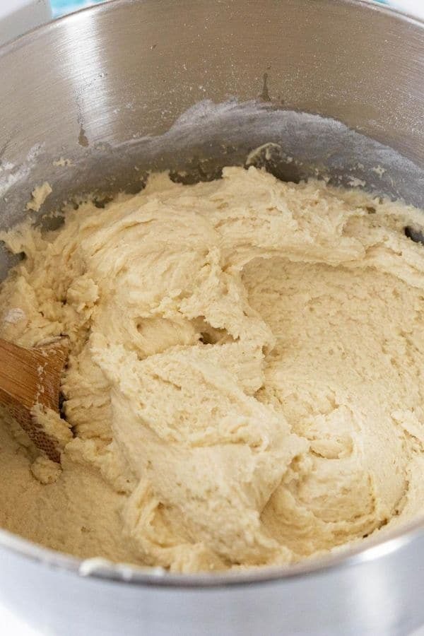 cookie batter in KitchenAid Mixer 
