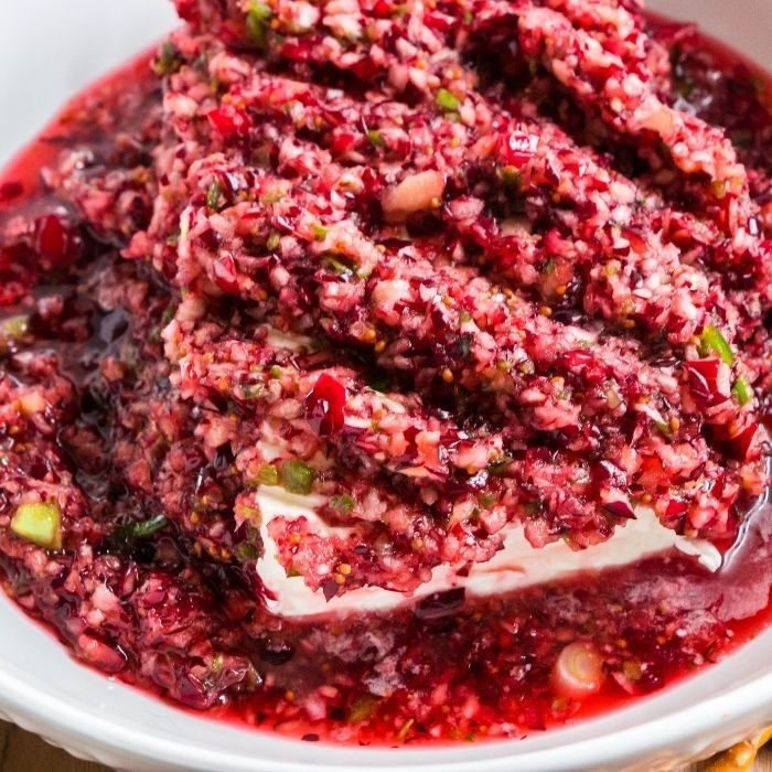 Cranberry Salsa Served, plus cream cheese