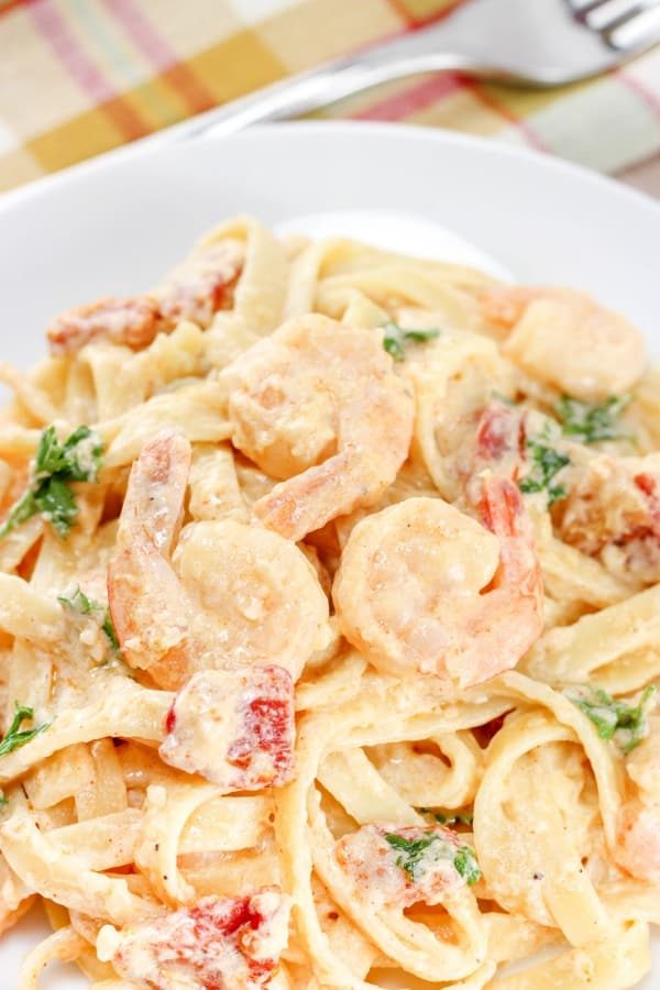 Creamy Shrimp Pasta and Sun Dried Tomatoes