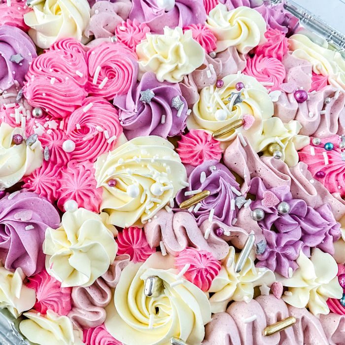 A Sheet Cake, plus flowers