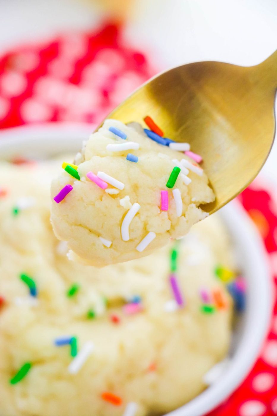 spoon with raw cookie dough 