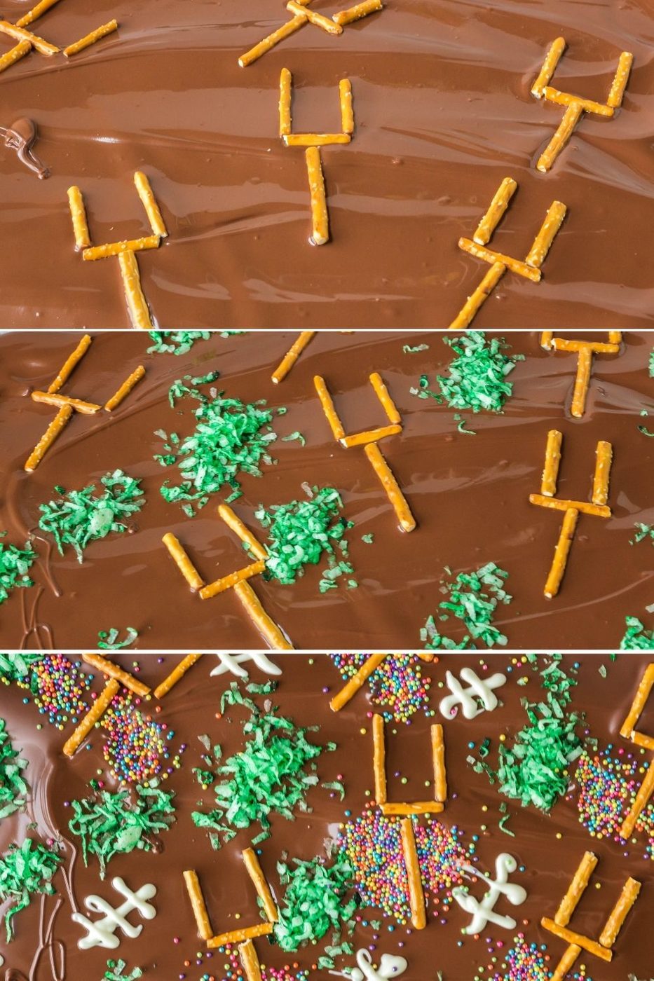 collage of how to make football bark