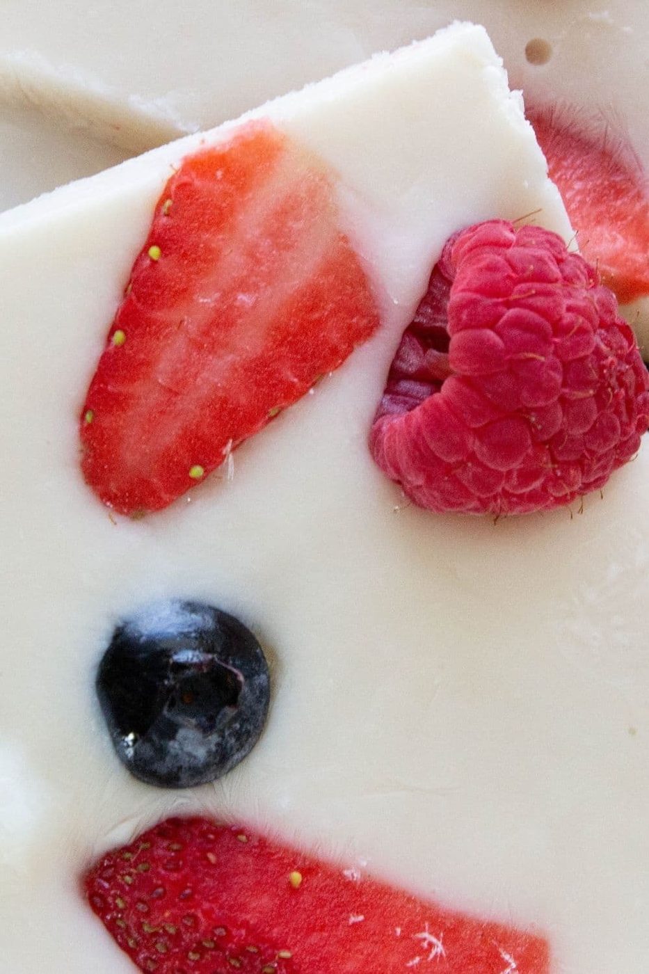 closeup of yogurt bark with fruit on it 