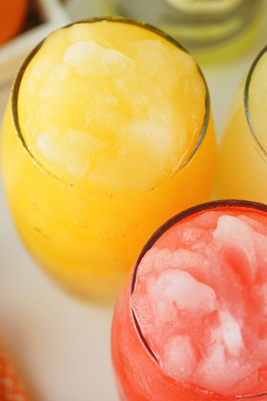 slushies in glasses with overhead shot of the glasses 