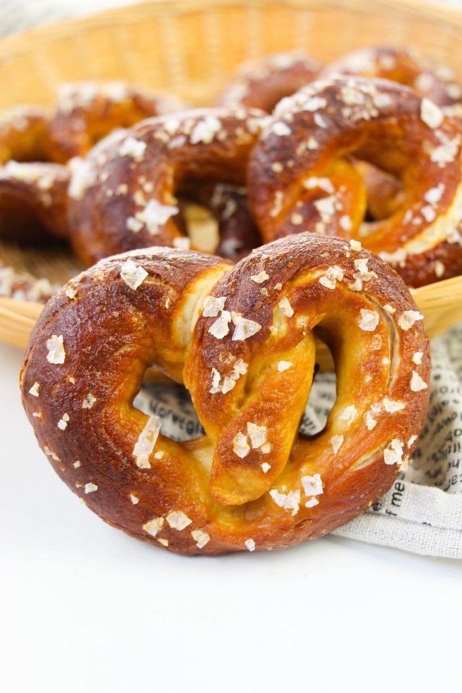 hard pretzels in a bowl sitting on counter 