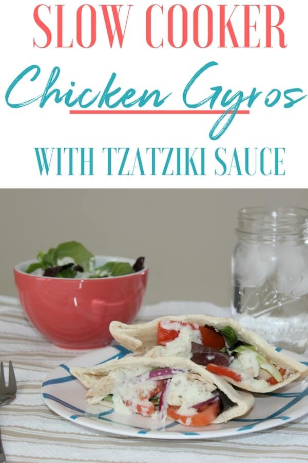 Chicken Gyros, plus tzatziki sauce in a slow cooker