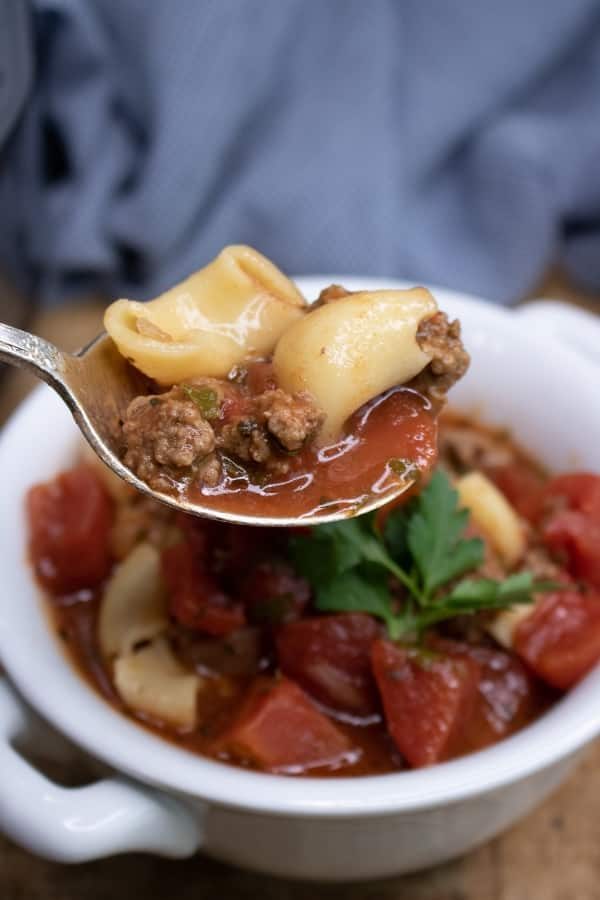 One Pot Instant Pot Beef Macaroni Soup and Stove Top Directions
