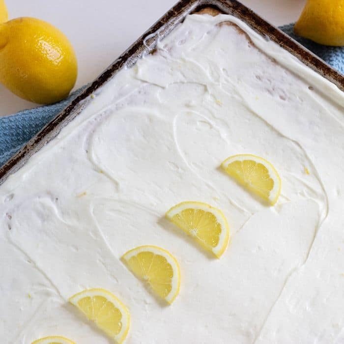 Sheet Pan Lemon Cake From Scratch and Cream Cheese Frosting