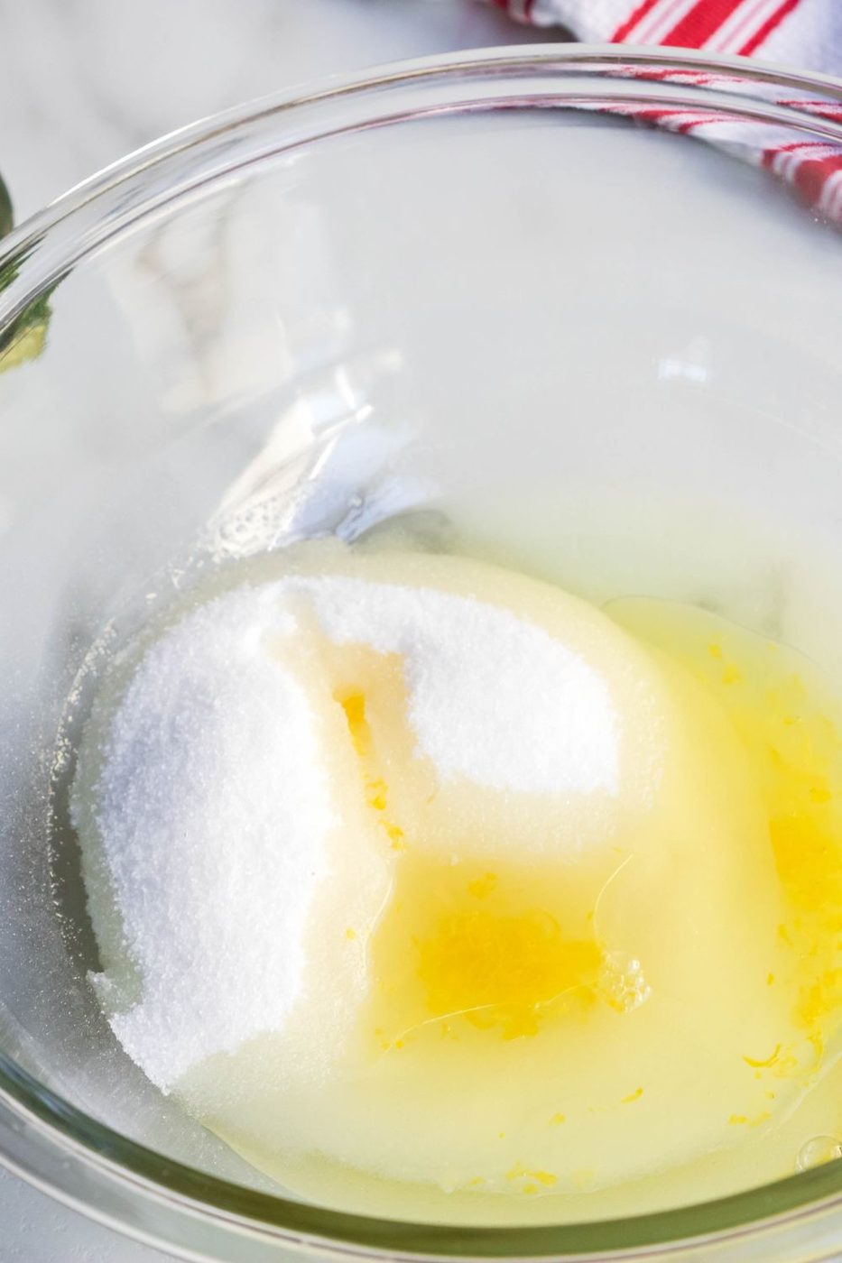 sugar and lemon juice in glass bowl
