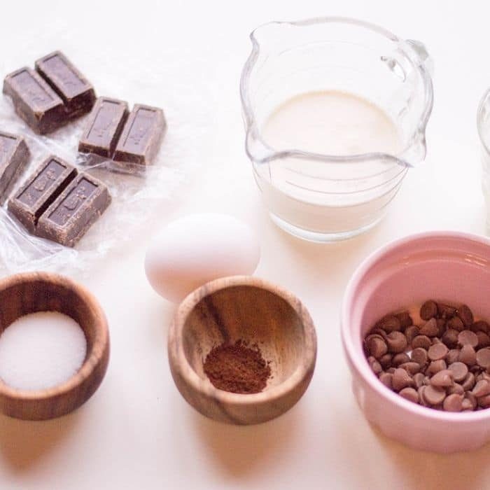 ingredients for chocolate pie on table