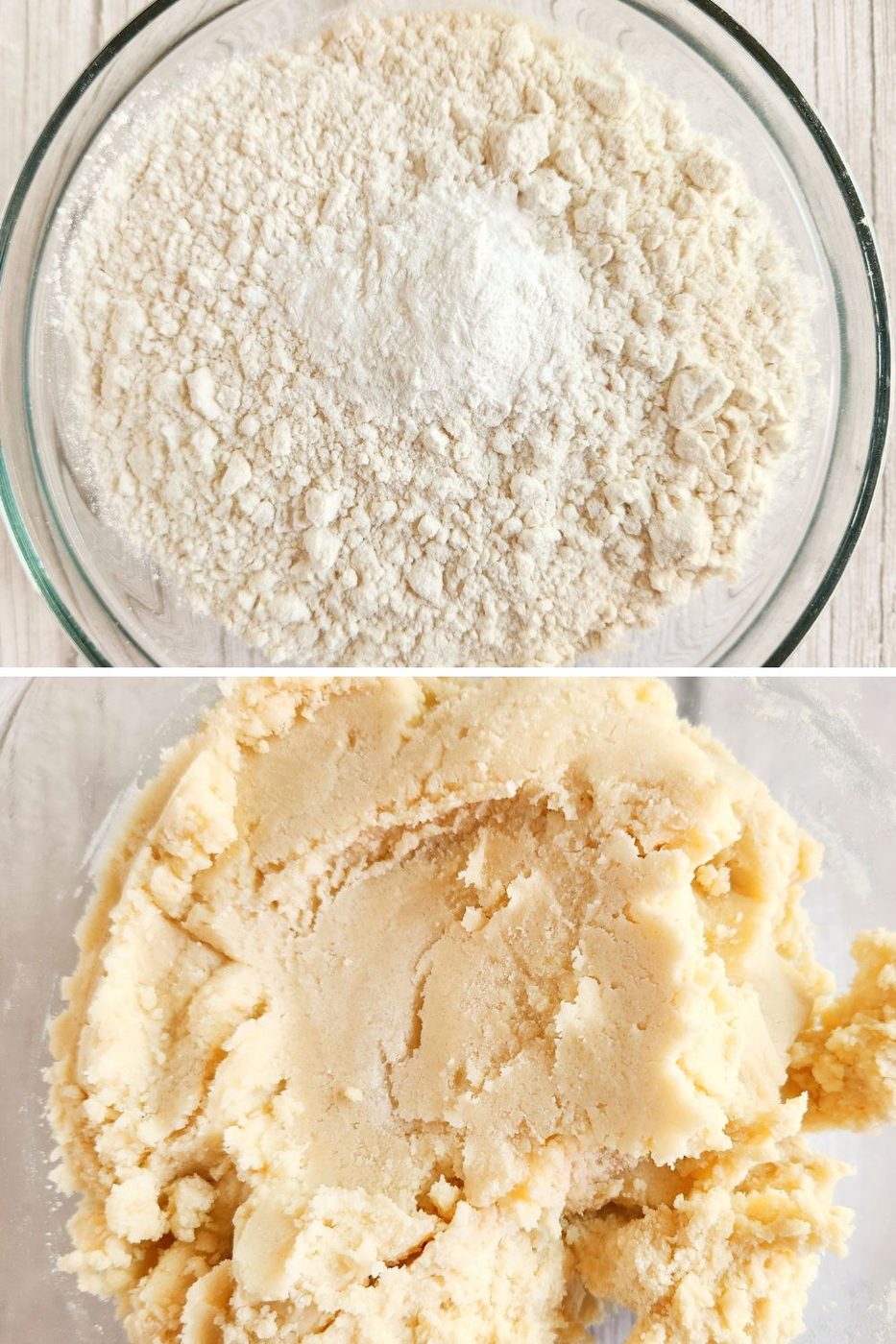 pictures of cookie dough in a bowl collage 