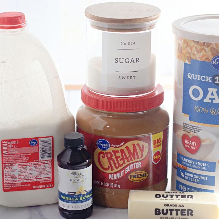 peanut butter cookie ingredients on table 