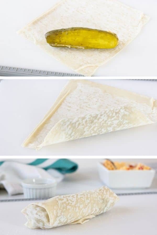 wrapping pickle in egg wrapper 