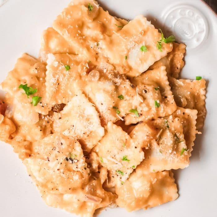 Pumpkin Alfredo Sauce, plus cheese ravioli