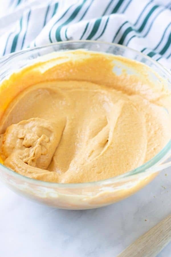 no bake pumpkin lush in a mixing bowl whipped up 
