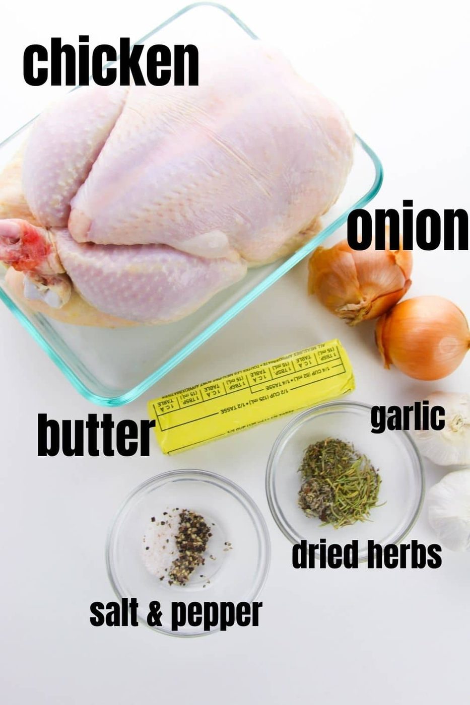 ingredients of chicken on white counter 