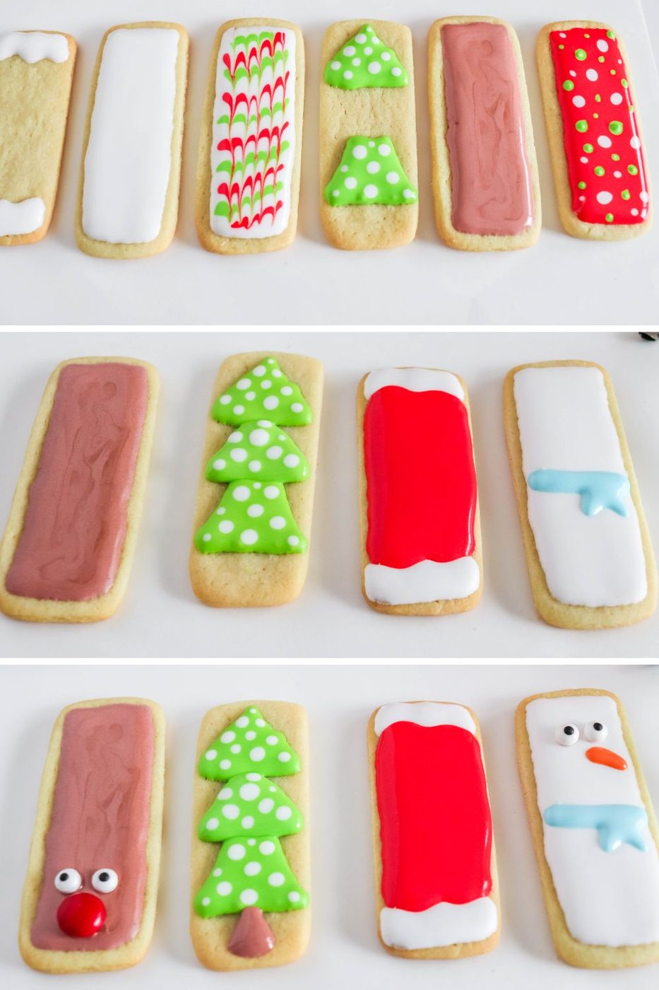 collage on how to decorate rectangle cookies with royal icing