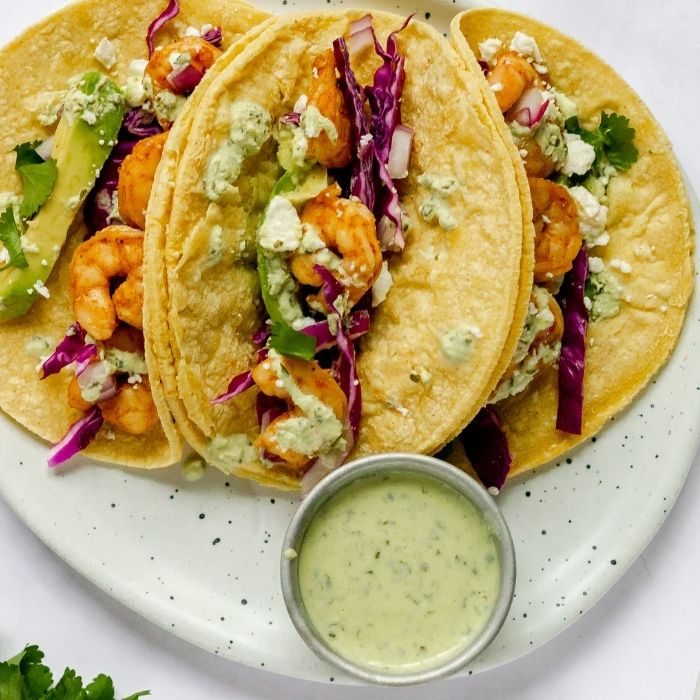 Shrimp Tacos and Crema Sauce