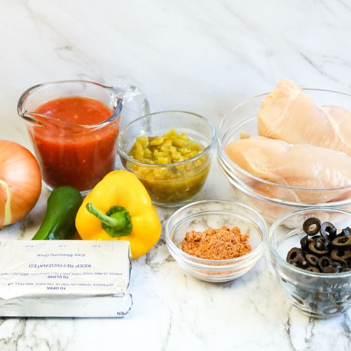 mexican chicken ingredients on counter 