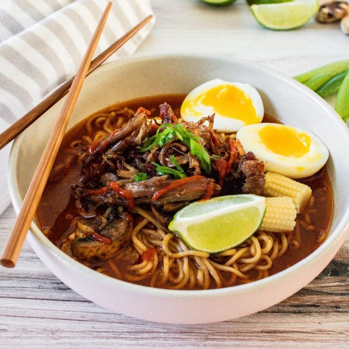 Slow Cooker Pork Ramen, top ramen