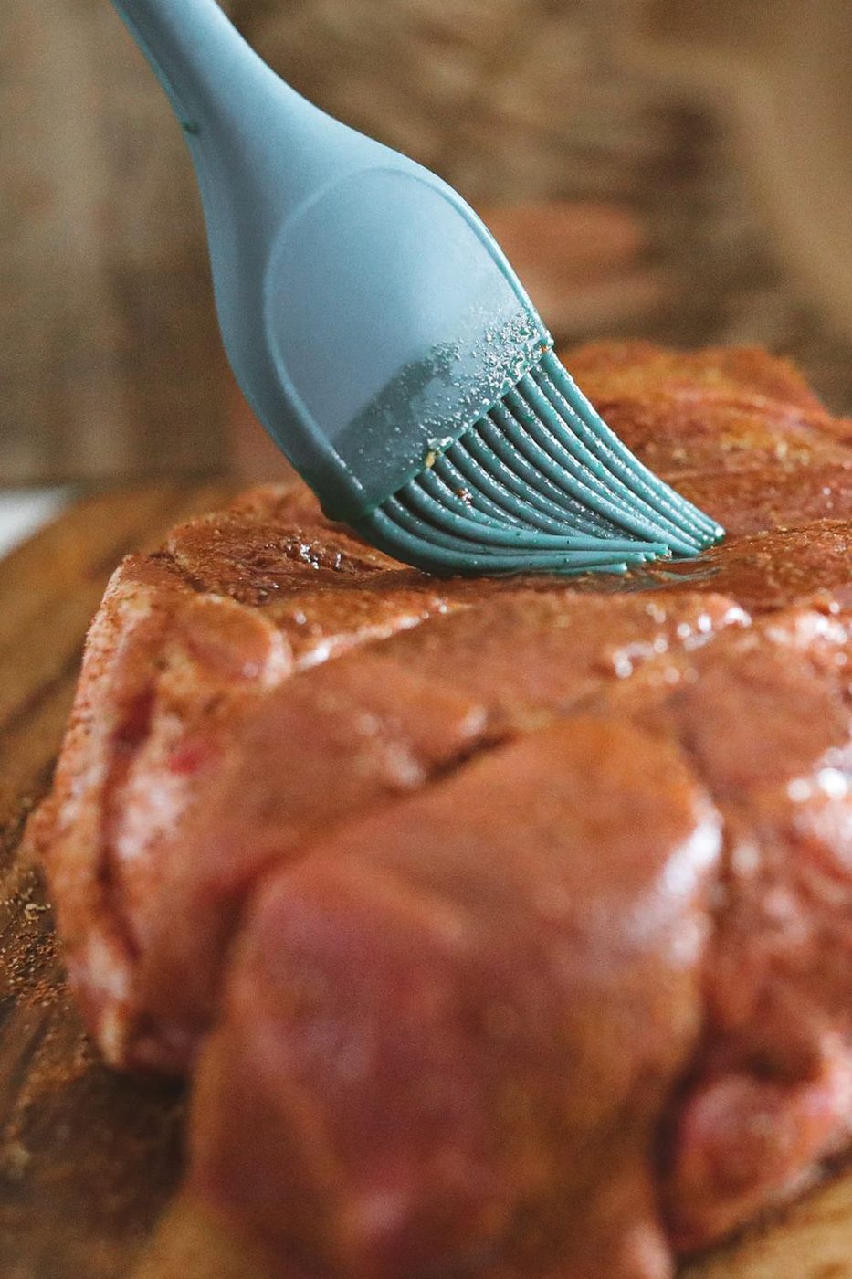 basting pork with an apple cider vinegar mixture 