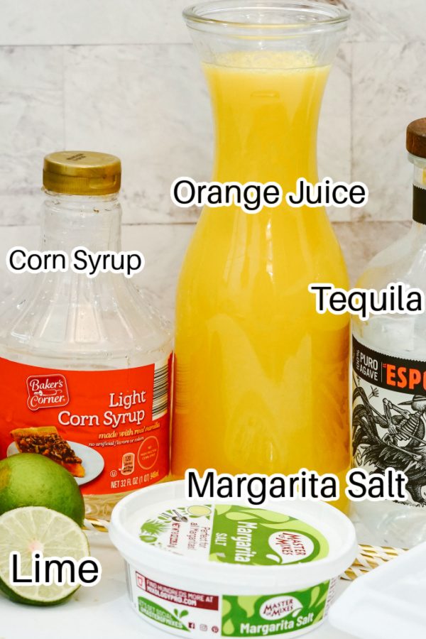 tequila sunrise ingredients on counter