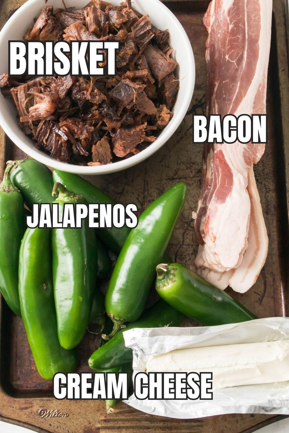collage of ingredients for Texas twinkies on a wooden cutting board 