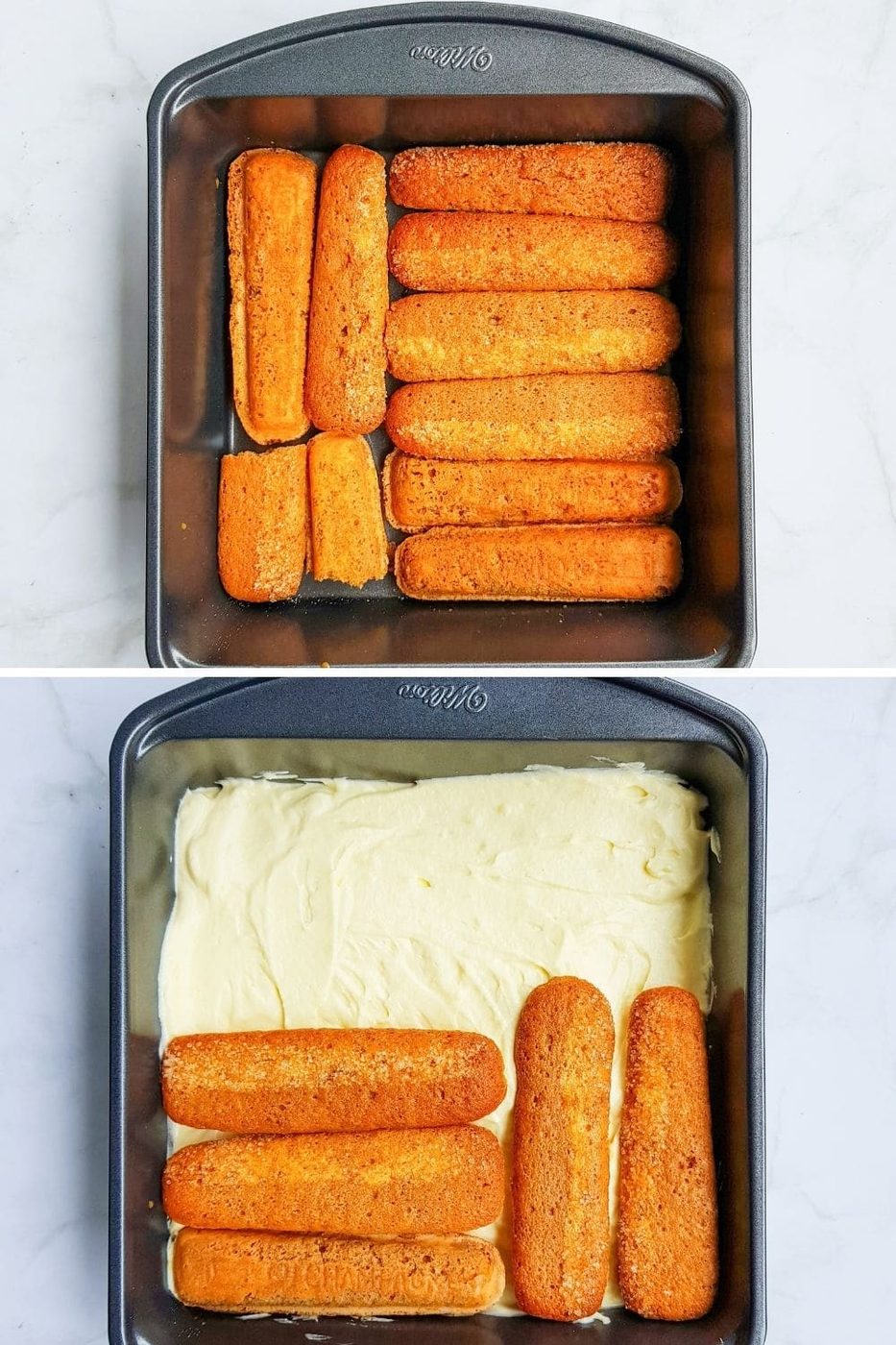 steps of pictures on Tiramisu