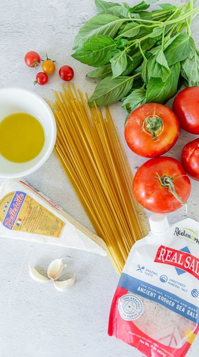 Warm Tomato Brie Pasta