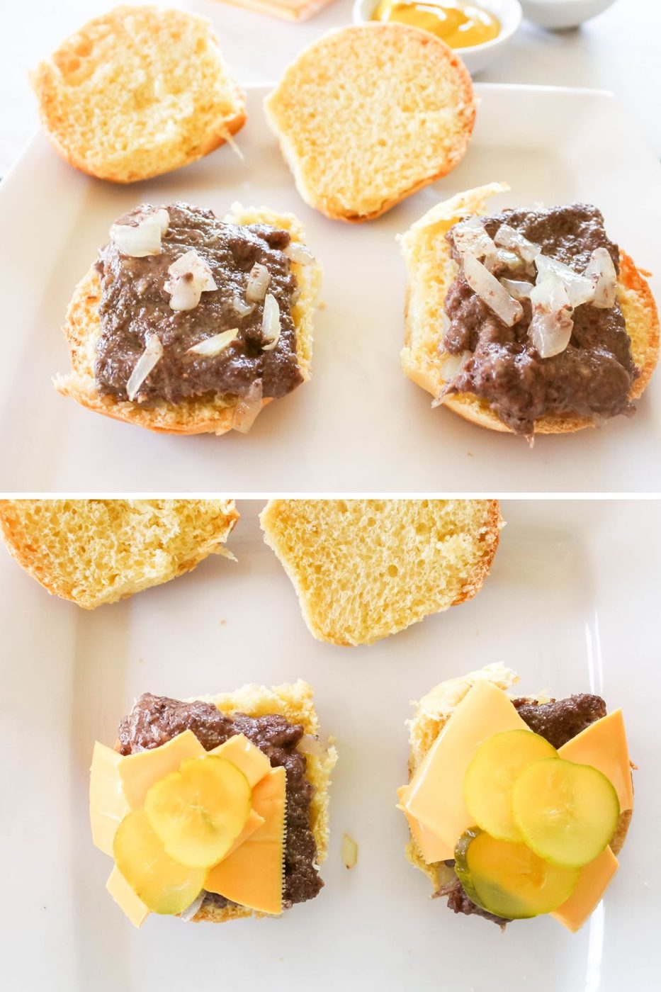 sliders white castle burgers being assembled collage 