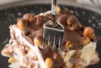 Crunchy Peanut Fudge Swirl Ice Cream Cake