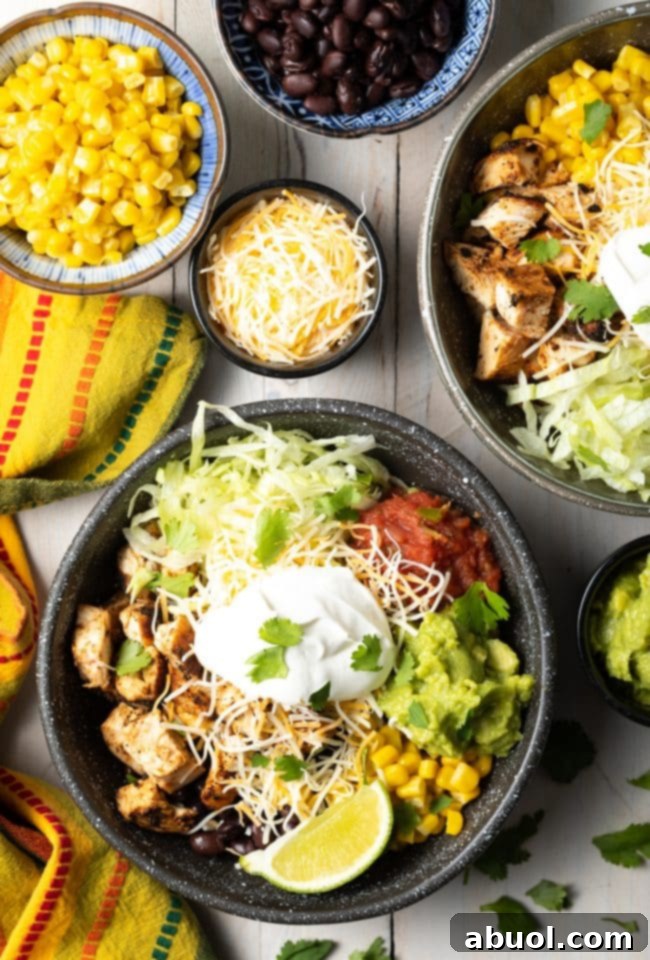 Chipotle Bowl Meal Prep - burrito bowls loaded with southwestern toppings