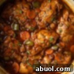 A close-up image of the delicious Jamaican Brown Stew Chicken.