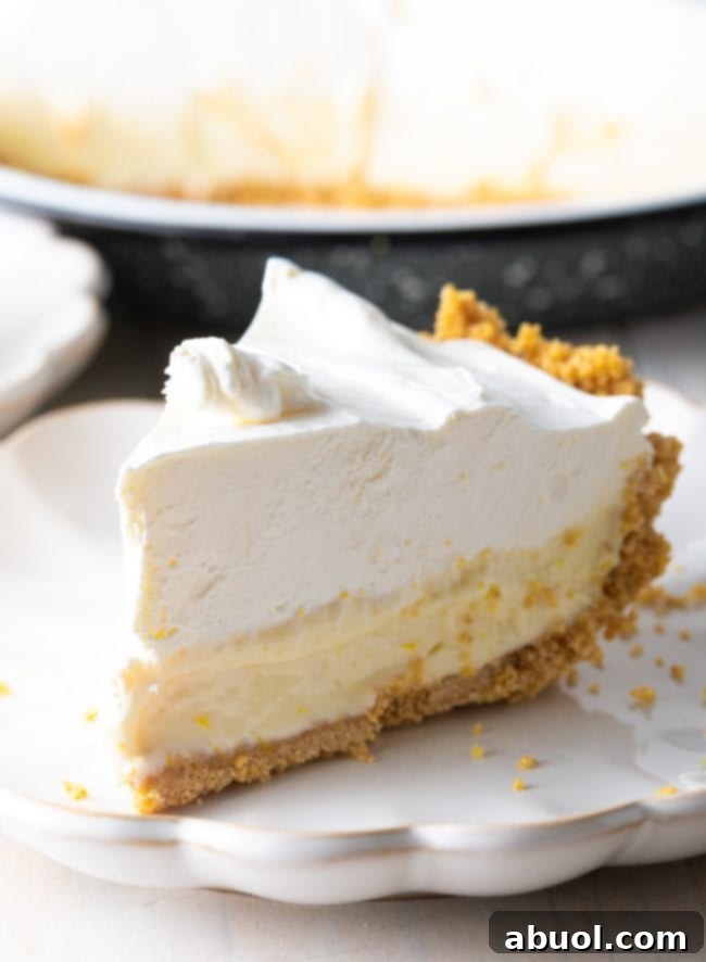 slice of lemon icebox pie on a plate