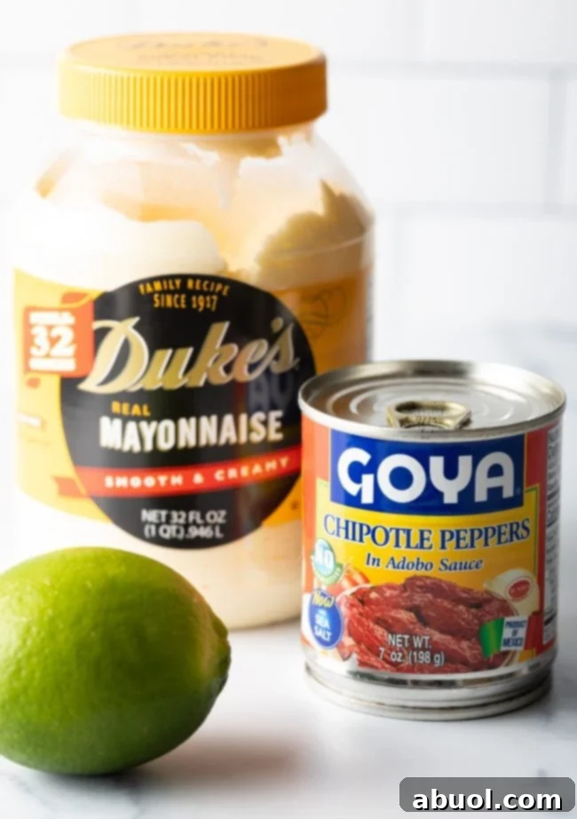 chipotle peppers, mayonnaise, lime juice
