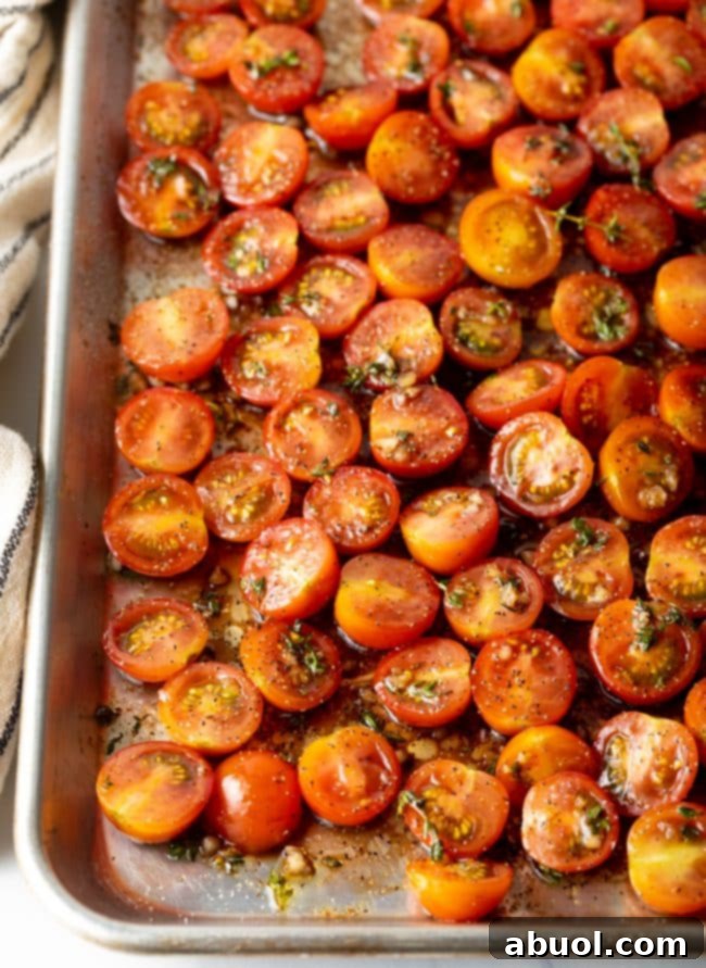cherry tomatoes on baking pan