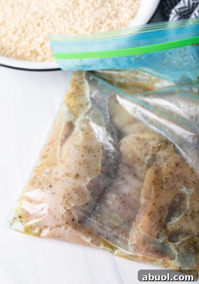 raw thin cut breasts in Italian marinade