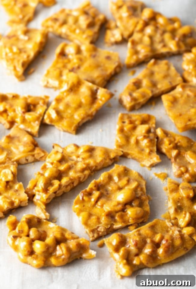 broken pieces of brittle on parchment