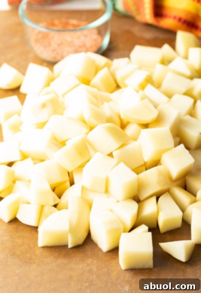peeled and chopped potatoes