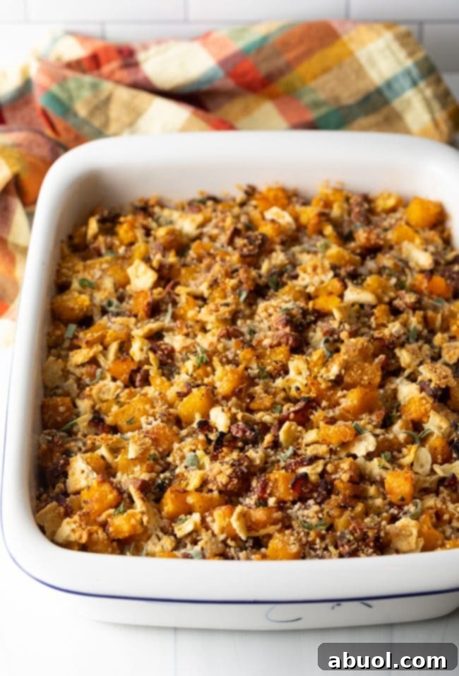 baked casserole with squash and crunchy topping