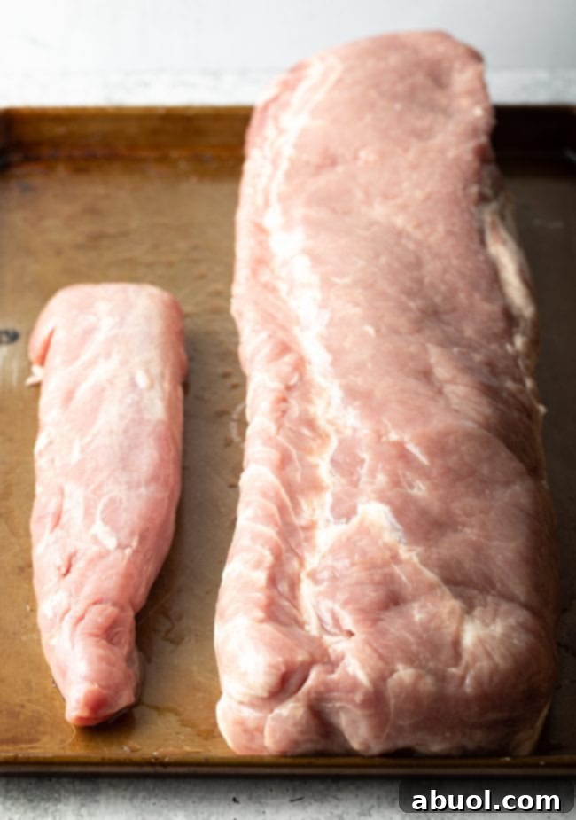 Ultimate Smoked Pork Loin Rub 4 Pork Loin vs Pork Tenderloin: side-by-side comparison on a board to highlight size and shape differences