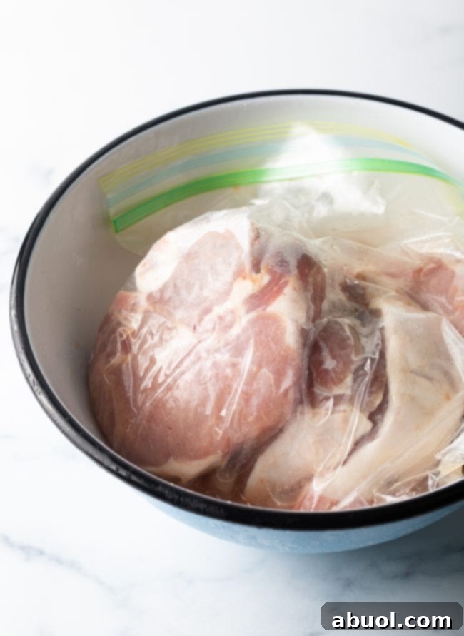 sous vide bone in pork chops brining in bag